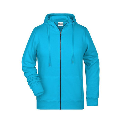 Damen Hoody Sweatjacke 8025, türkis, Größe XS