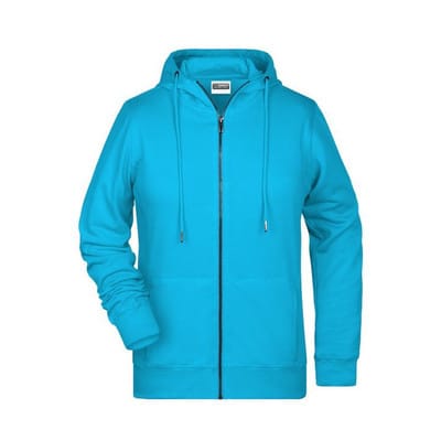Damen Hoody Sweatjacke 8025, türkis, Größe XS