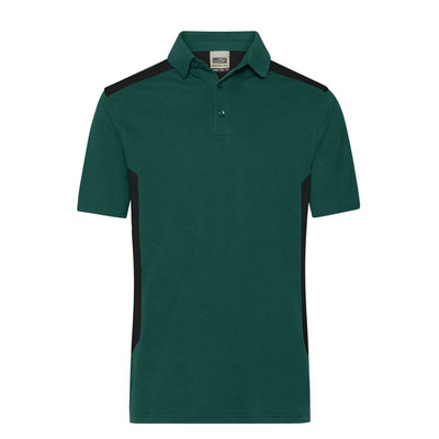 Herren BIO Workwear Poloshirt Kontrast JN1826, dunkelgrün/schwarz, Größe L