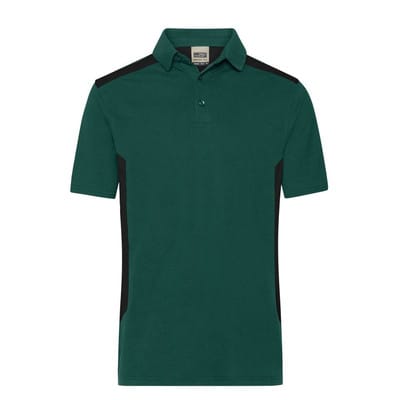 Herren BIO Workwear Poloshirt Kontrast JN1826, dunkelgrün/schwarz, Größe L