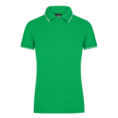 Damen Elastic Poloshirt JN985, farn-grün/weiß, Größe XL
