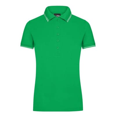 Damen Elastic Poloshirt JN985, farn-grün/weiß, Größe XL