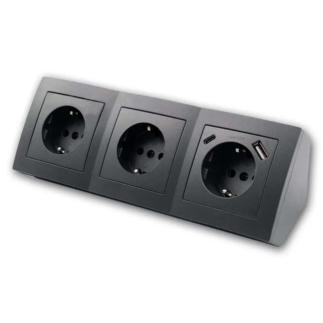 McPower Steckdosenblock Flair 3-Fach Anthrazit USB C&A