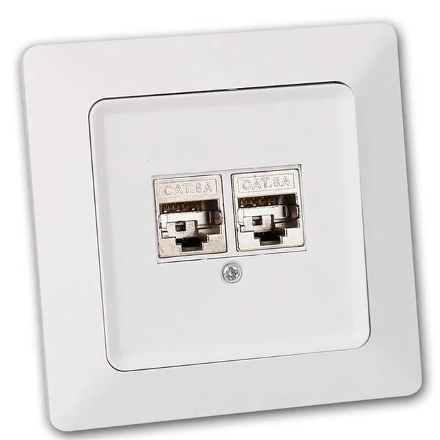 ChiliTec MILOS Netzwerkdose 2x CAT6 Weiß Matt mit Rahmen