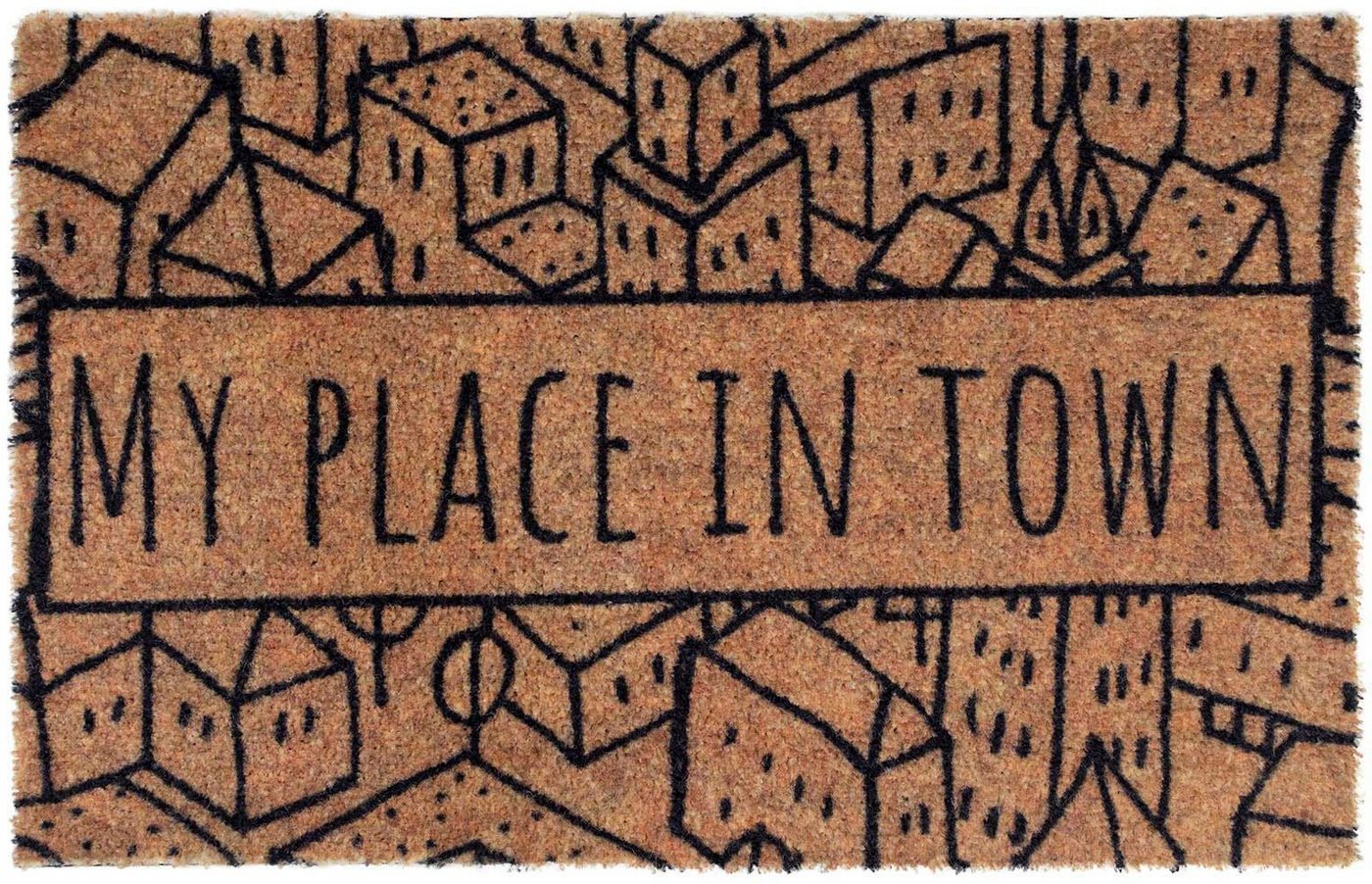 Primaflor-Ideen in Textil Fußmatte Schmutzfangmatte COUNTRY, Place in Town, rechteckig, Höhe: 7 mm, Schmutzfangmatte, Kokos-Optik, mit Spruch, rutschhemmend, waschbar Bild 5