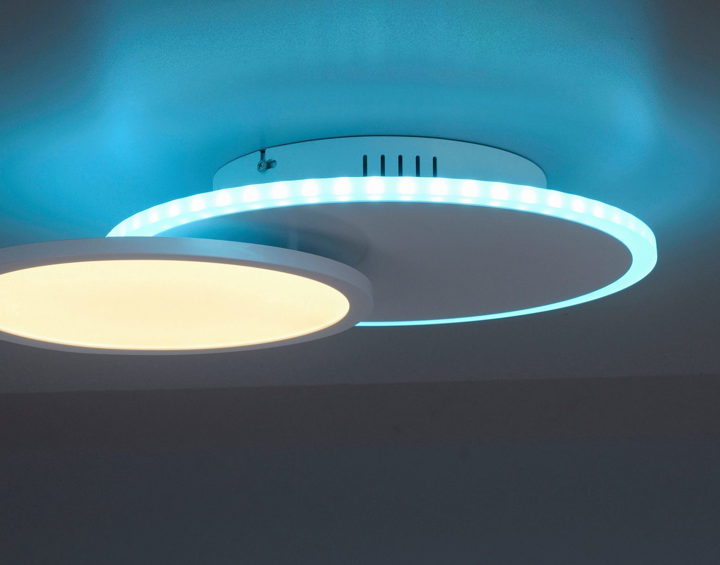 JUST LIGHT Deckenleuchte MADINA, CCT - über Fernbedienung, Memory, nach Trennung vom Netz, RGB, dimmbar über Fernbedienung, LED fest integriert, warmweiß - kaltweiß, CCT-tunable white,RGB,dimmbar über Fernbedienung,Funk-Fernbedienung