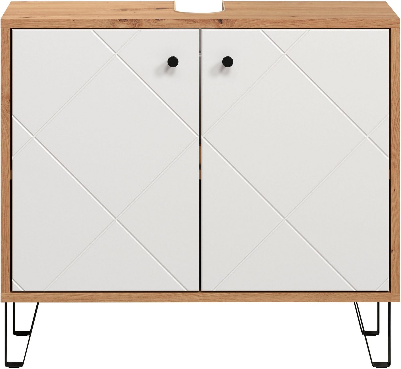 welltime Waschbeckenunterschrank Tarragona (1-St) Waschbeckenunterschrank mit 2 Türen - (B/T/H) 69/32/61 cm Bild 4
