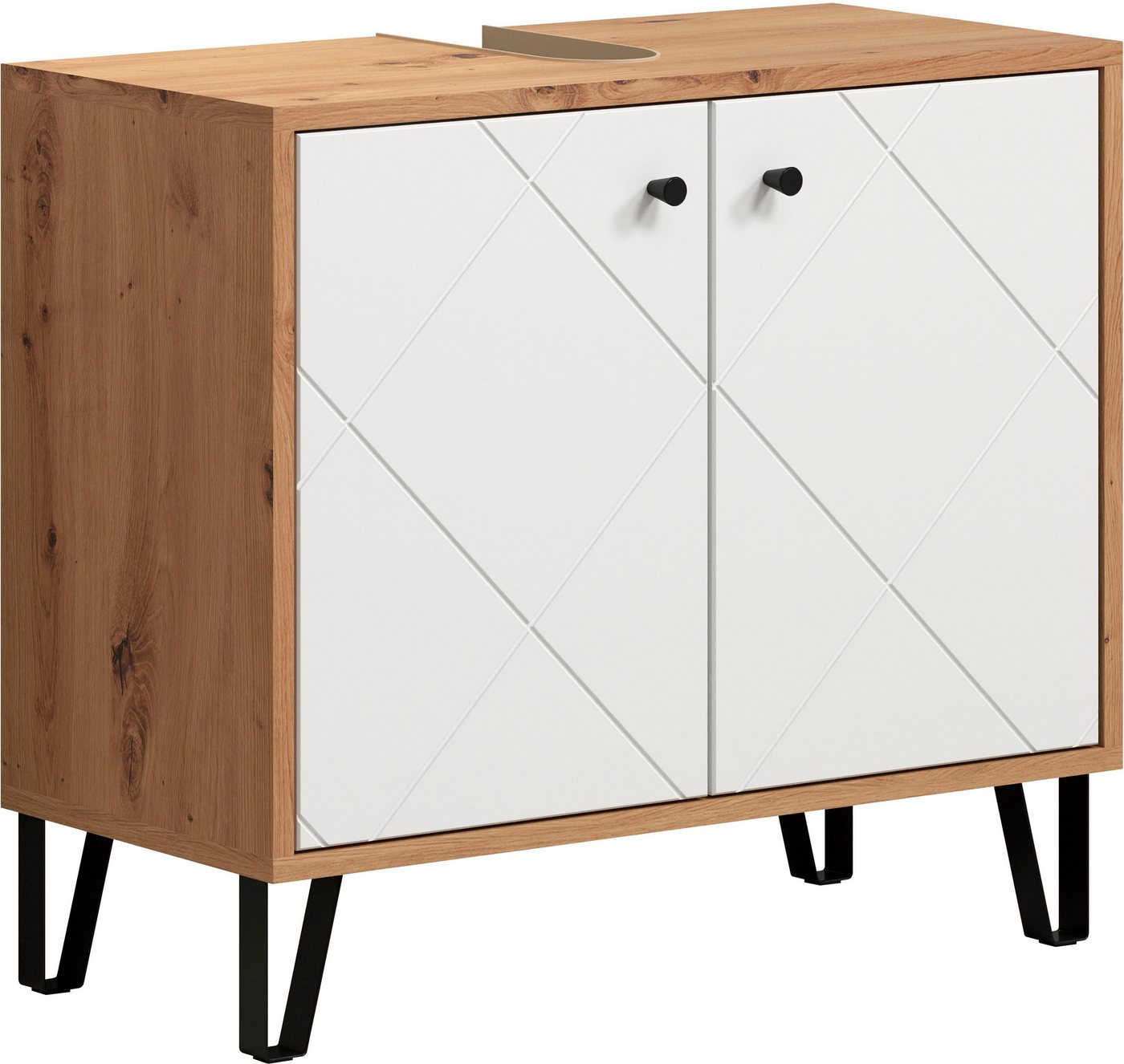 welltime Waschbeckenunterschrank Tarragona (1-St) Waschbeckenunterschrank mit 2 Türen - (B/T/H) 69/32/61 cm Bild 5
