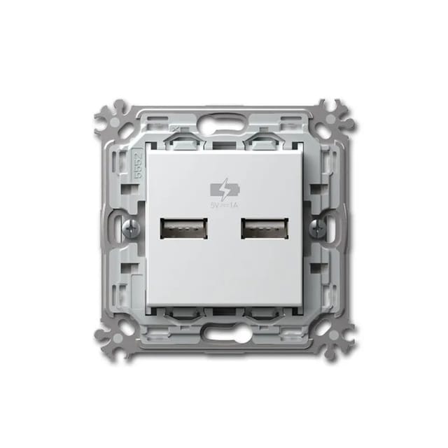TEM MODUL PLUS 2-Fach USB Ladesteckdose Weiß 5V1A