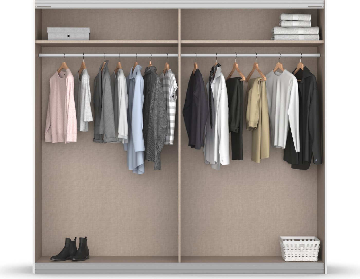 rauch Schwebetürenschrank Kleiderschrank Schrank Garderobe Schlafzimmerschrank APOLLON inkl. praktischem Hängeelement mit 6 Kleiderhaken MADE IN GERMANY Bild 2