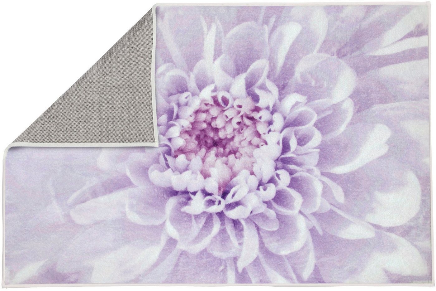 Kleine Wolke Badematte Dahlia, Badvorleger, Badezimmer Teppich, Höhe 5 mm, rutschhemmend beschichtet, fußbodenheizungsgeeignet, Polyester, rechteckig, Badteppich, bedruckt, Blütenmotiv, Pastell Farben Bild 3