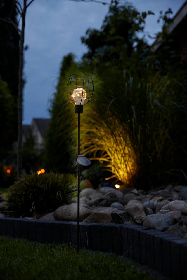 Luxform Gartenleuchte Solar-Erdspieß-Gartenlampe - Bottle - 2 Stück, LED fest integriert, Dekoratives Gartenornament
