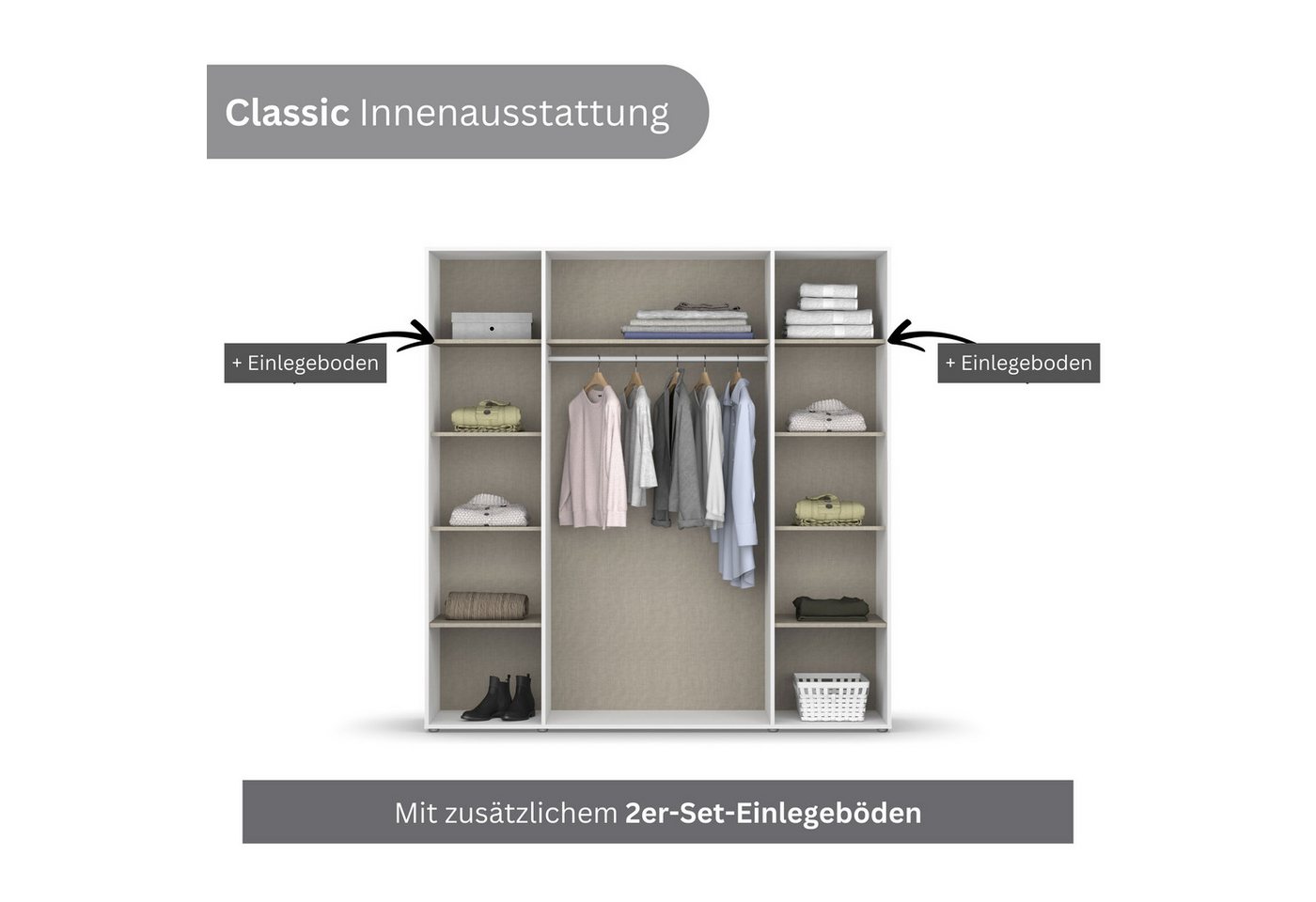 rauch Drehtürenschrank Kleiderschrank Schrank Garderobe Wäscheschrank NARAI viel Stauraum (in 3 verschiedenen Ausstattungen BASIC/CLASSIC/PREMIUM) Griffausfräsungen für eine grifflose Optik TOPSELLER MADE IN GERMANY Bild 2