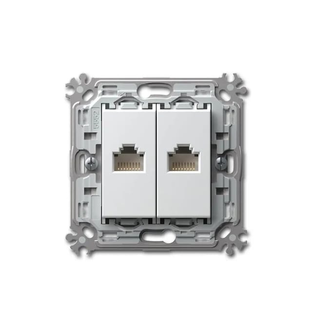TEM MODUL PLUS 2-Fach RJ45 Netzwerkdose Cat5e Weiß