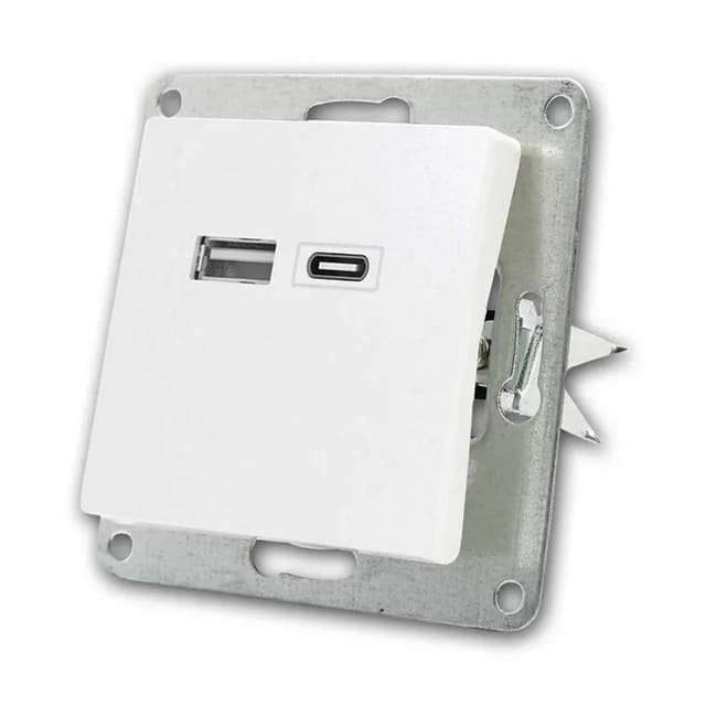 McPower FLAIR USB Ladedose Weiß USB A&C ohne Rahmen