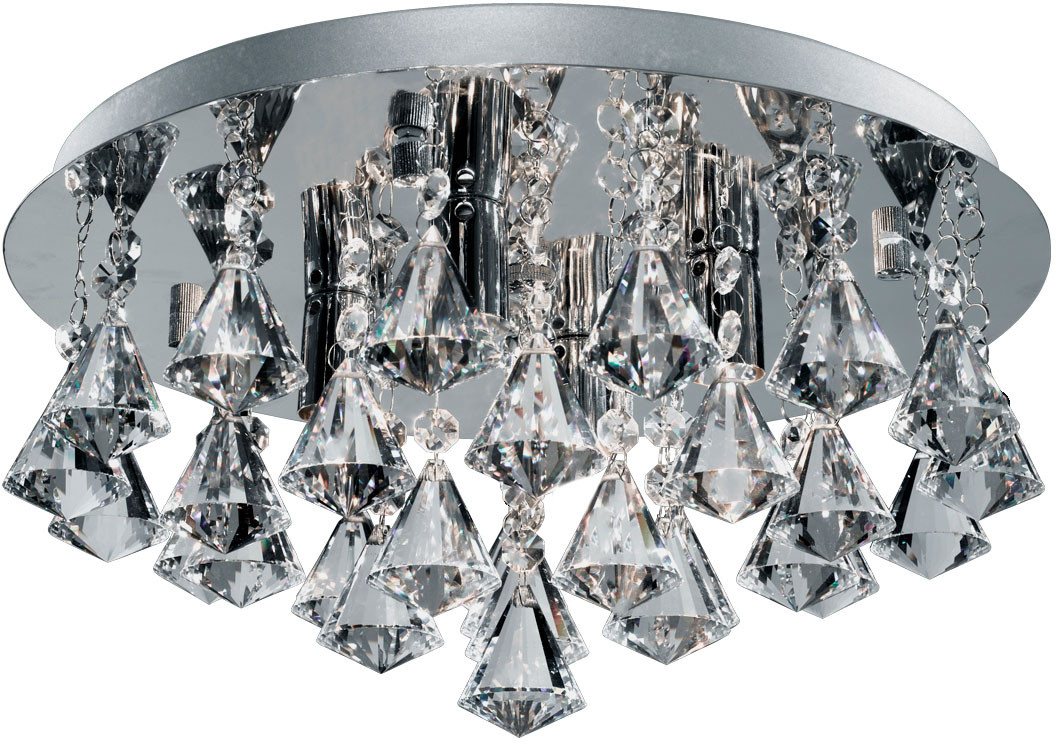 Searchlight Deckenleuchte Hanna 4Lt Flush - Chrome Metal & Clear Crystal, Leuchtmittel wechselbar