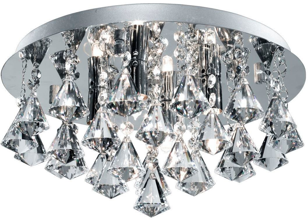 Searchlight Deckenleuchte Hanna 4Lt Flush - Chrome Metal & Clear Crystal, Leuchtmittel wechselbar Bild 3