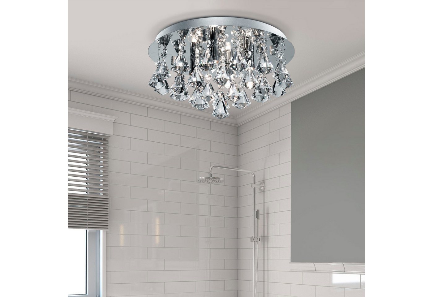 Searchlight Deckenleuchte Hanna 4Lt Flush - Chrome Metal & Clear Crystal, Leuchtmittel wechselbar Bild 4