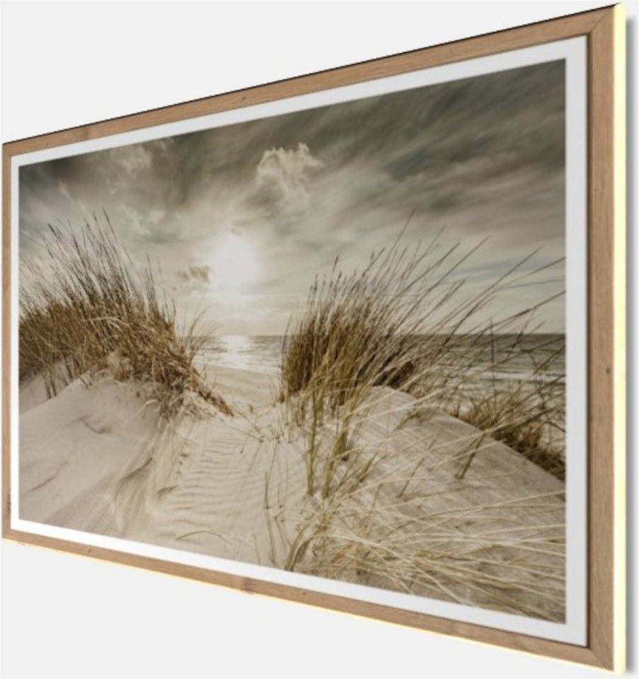Bönninghoff Bild mit Rahmen Wandbild gerahmt STRANDSONNE 50x70 cm – Maritime Wanddeko Dünen, Düne, Gräser, Küste, Landschaft, Meer, Natur, Sonnenaufgang & -untergang, Strand (1 St), mit dekorativem Rahmen Bild 5