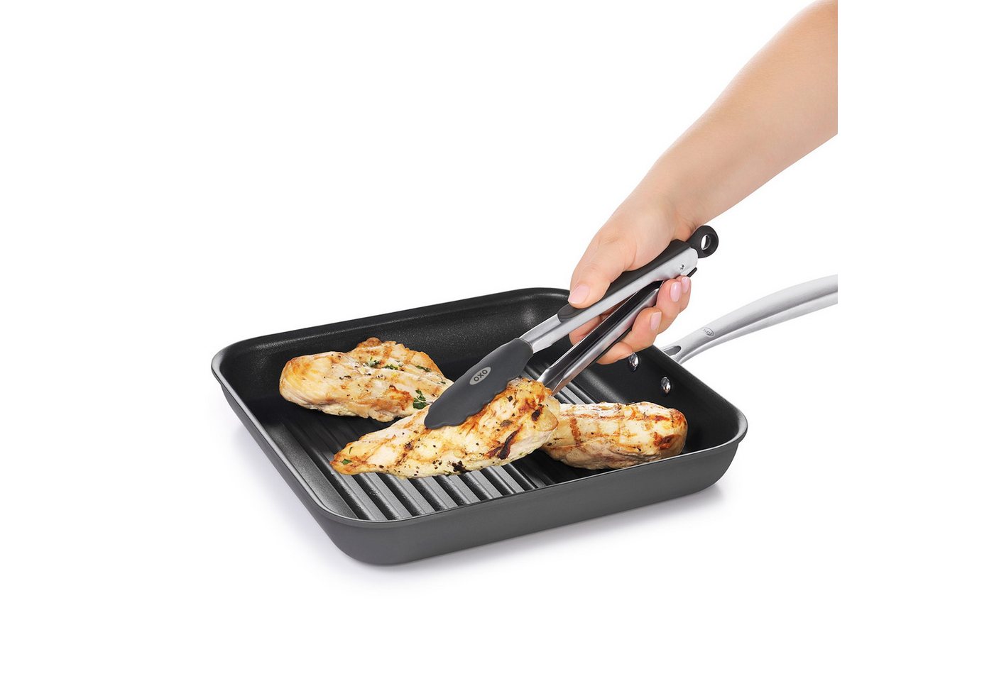 OXO Good Grips Kochzange OXO Zange mit Silikonköpfen – 30 cm, mit Antihaftbeschichtung und stabil für einfaches Greifen und Wenden Bild 2