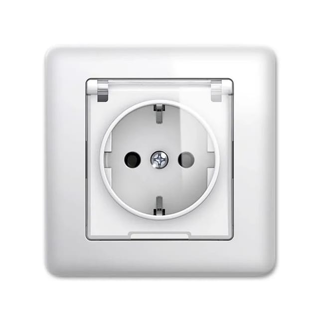 TEM EKONOMIK Schuko Steckdose Weiß mit Klappdeckel