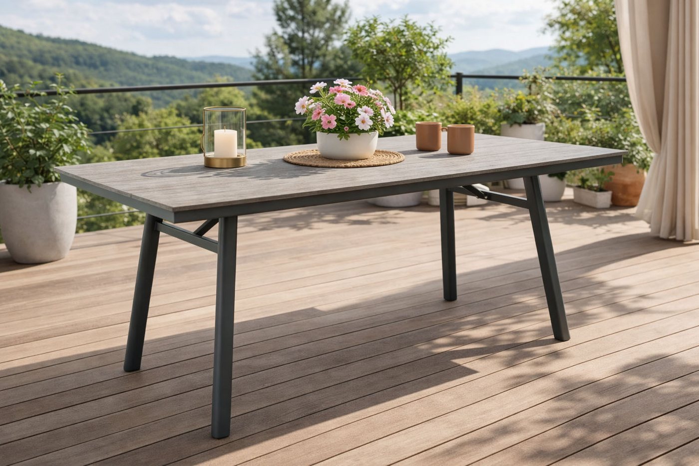 Destiny Garten-Essgruppe MOLINO SAN MARINO 4 Se + Tisch RE 180x90cm anthrazit, (Set, 4 Sessel inkl. Sitzkissen, 1 Tisch), Aluminium, Rope, Polywood Bild 4