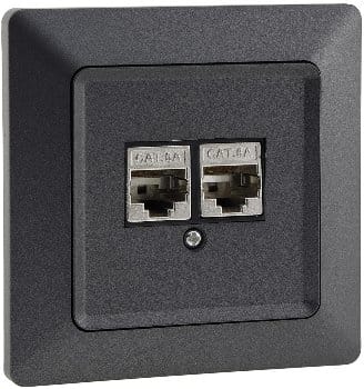 ChiliTec MILOS Netzwerkdose 2x CAT6 Anthrazit mit Rahmen