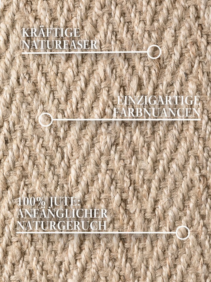 Villeroy & Boch Teppich Mirabelle, rechteckig, Höhe: 10 mm, Jute, Natur, Wohnzimmer, Esszimmer, Schlafzimmer, Fischgrätendesign Bild 4