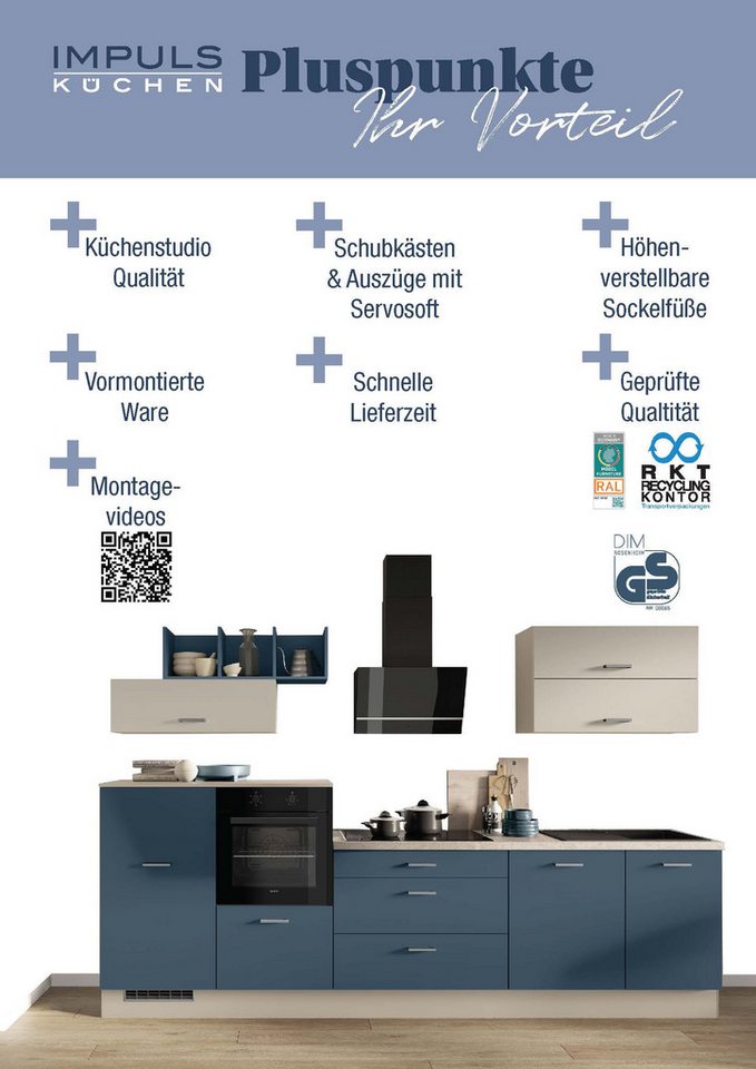 IMPULS KÜCHEN Küchenzeile München, Ausrichtung wählbar, Schubkästen mit Soft-Close, (Set), in verschiedenen Farben erhältlich, Breite 210 cm Bild 2