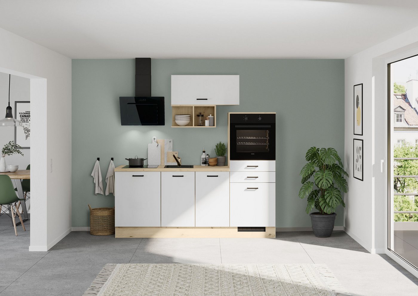 IMPULS KÜCHEN Küchenzeile München, Ausrichtung wählbar, Schubkästen mit Soft-Close, (Set), in verschiedenen Farben erhältlich, Breite 210 cm Bild 3