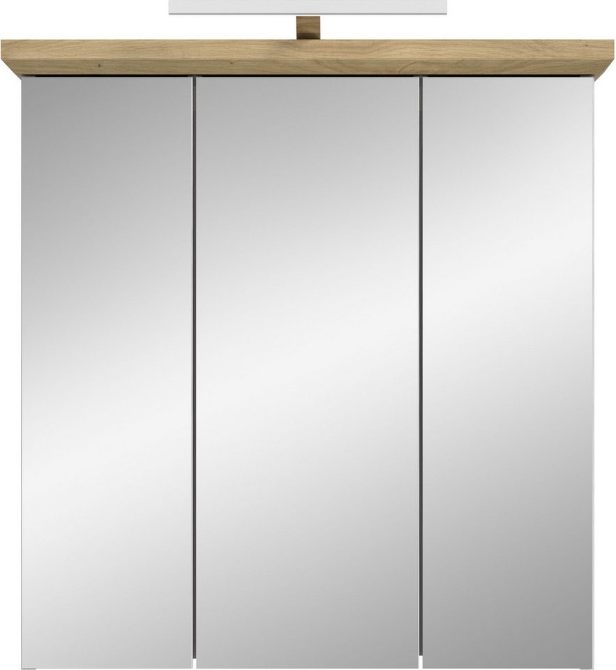 welltime Spiegelschrank COSENZA, inkl. Beleuchtung, Breite 69cm, 3 Spiegeltüren, 9 Fächer (2-St., in Landhausoptik, mit weiteren Artikel der Serie kombinierbar) Spiegelschrank, Spiegel, Bad, Badezimmer Bild 2