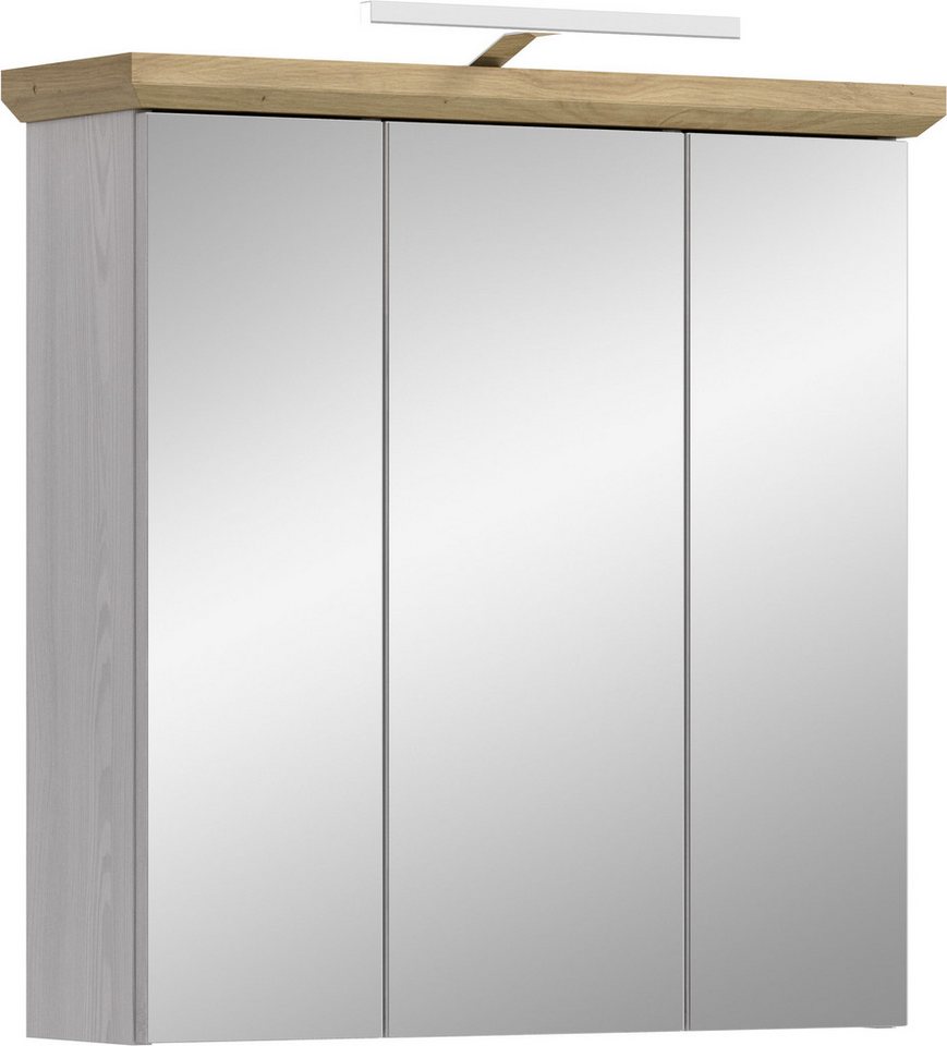 welltime Spiegelschrank COSENZA, inkl. Beleuchtung, Breite 69cm, 3 Spiegeltüren, 9 Fächer (2-St., in Landhausoptik, mit weiteren Artikel der Serie kombinierbar) Spiegelschrank, Spiegel, Bad, Badezimmer Bild 3