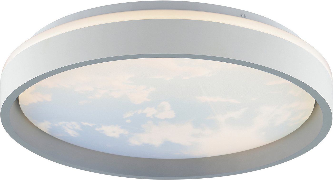 Brilliant LED Deckenleuchte Sky-Dream, CCT - über Fernbedienung, Dimmfunktion, Memoryfunktion, Nachtlichtfunktion, Timerfunktion, LED fest integriert, warmweiß - kaltweiß, Himmel Optik mit Wolkenmotiv, CCT 1800-6500 K, dimmbar