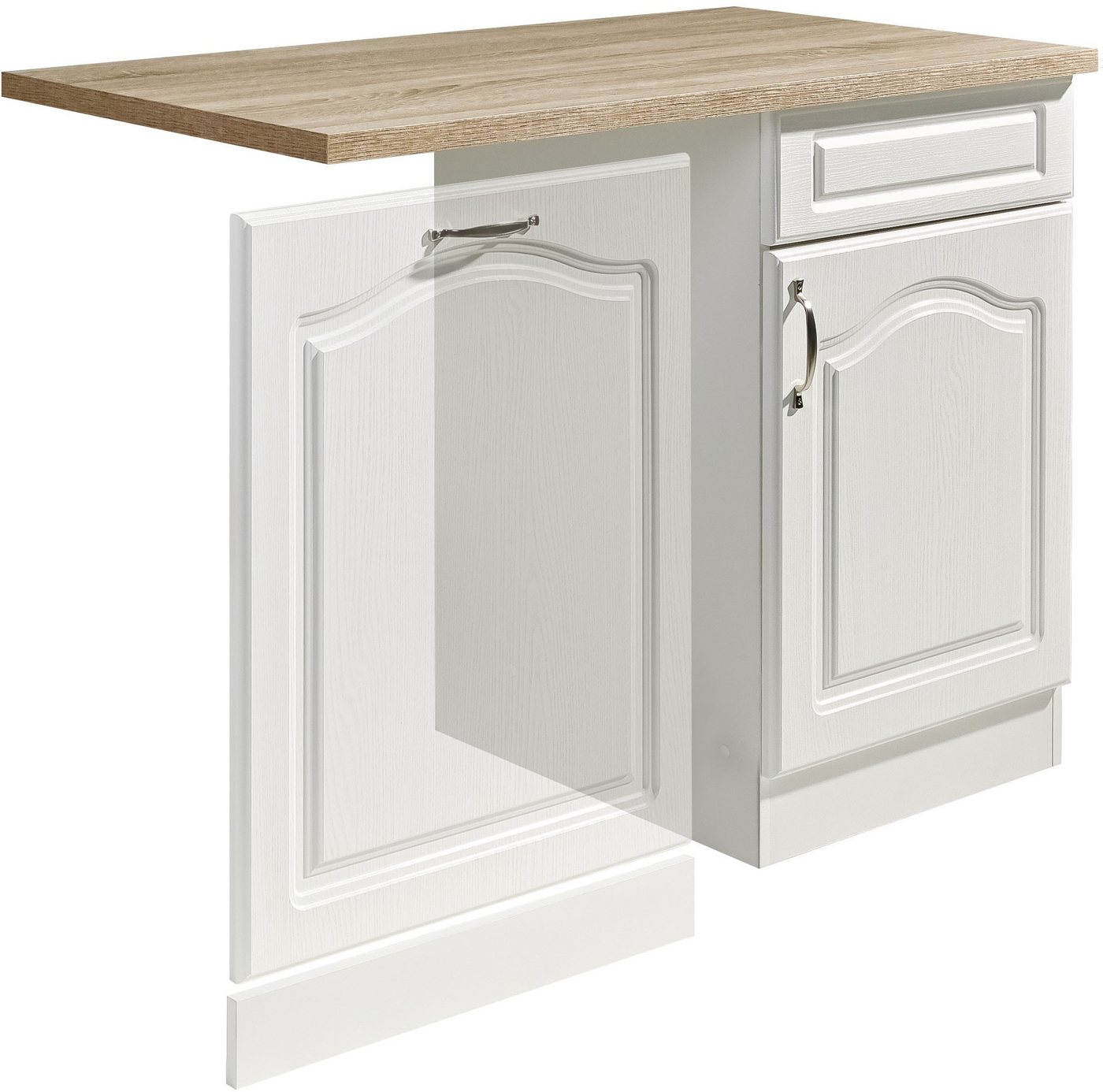 wiho Küchen Spülenschrank Linz 110 cm breit, Tür & Sockel für Geschirrspüler, in Landhaus-Optik Bild 4