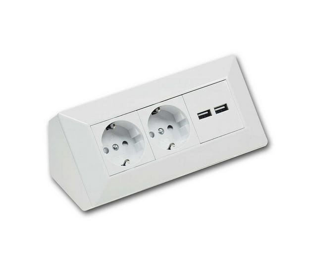 ChiliTec 2-Fach Steckdosenblock 2x USB A Weiß 250V 16A