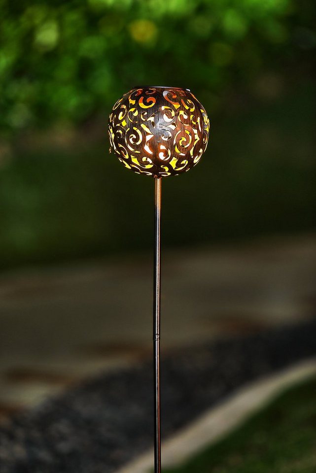 IC Gardenworld Kugelleuchte 2 Stück Solarkugel aus Metall im orientalischem-Look, LED fest integriert, Warm-weiß, Solarlampe im modernen Look