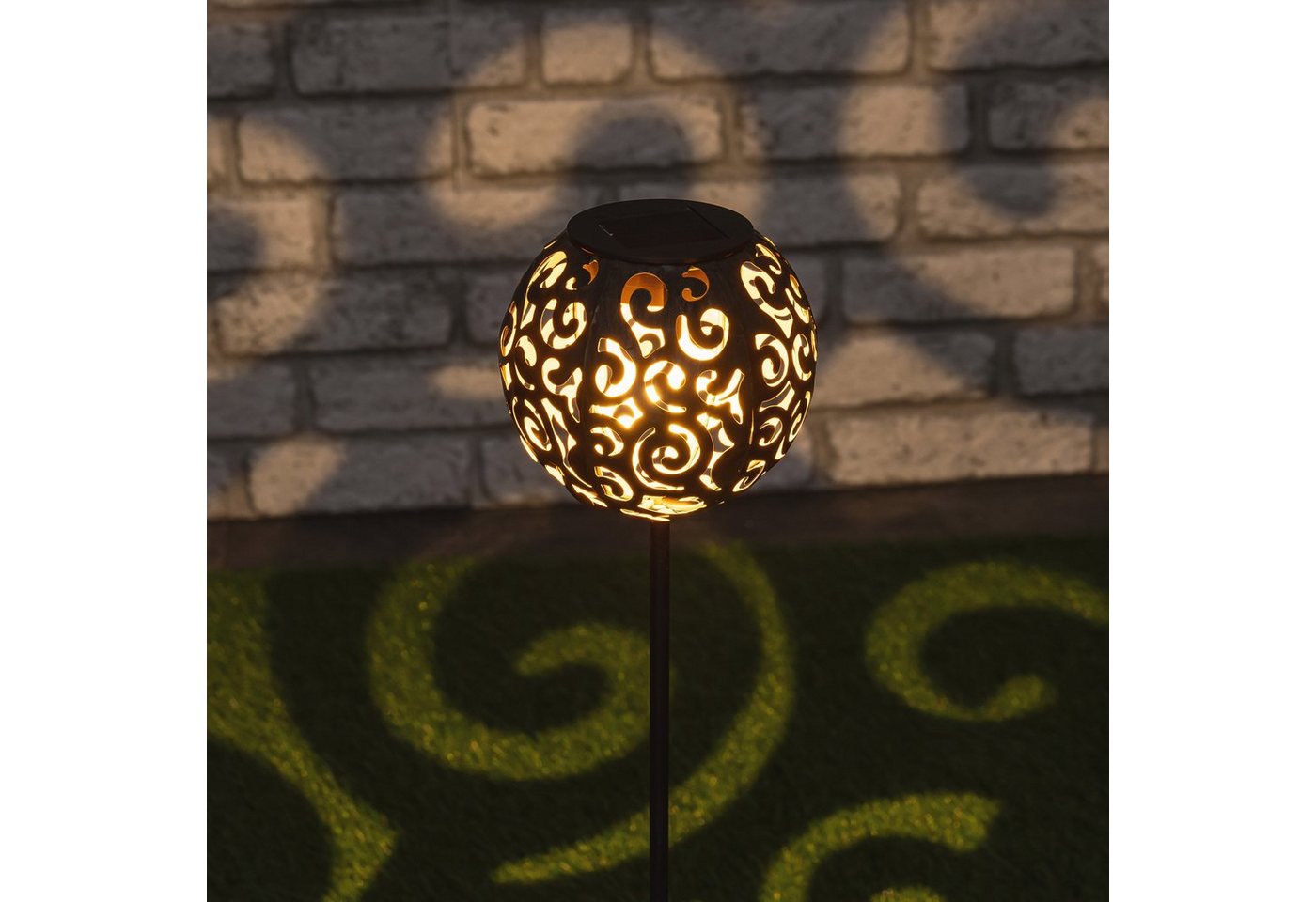 IC Gardenworld Kugelleuchte 2 Stück Solarkugel aus Metall im orientalischem-Look, LED fest integriert, Warm-weiß, Solarlampe im modernen Look Bild 4