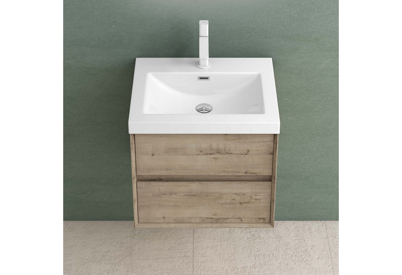 Mai & Mai Waschtisch-Set Waschtisch mit Unterschrank und Mineralguss-Waschbecken Hängend Rimo, mit 2 Schubladen Bild 3