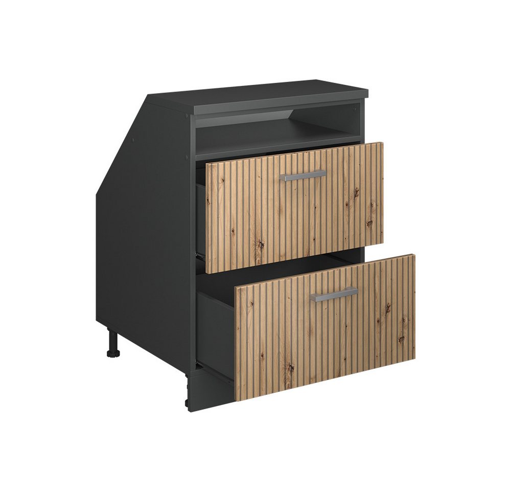 Vicco Unterschrank R-Line, Artisan-Eiche/Anthrazit, 60 cm mit 2 Schubladen, Schrankkor... (1-St)