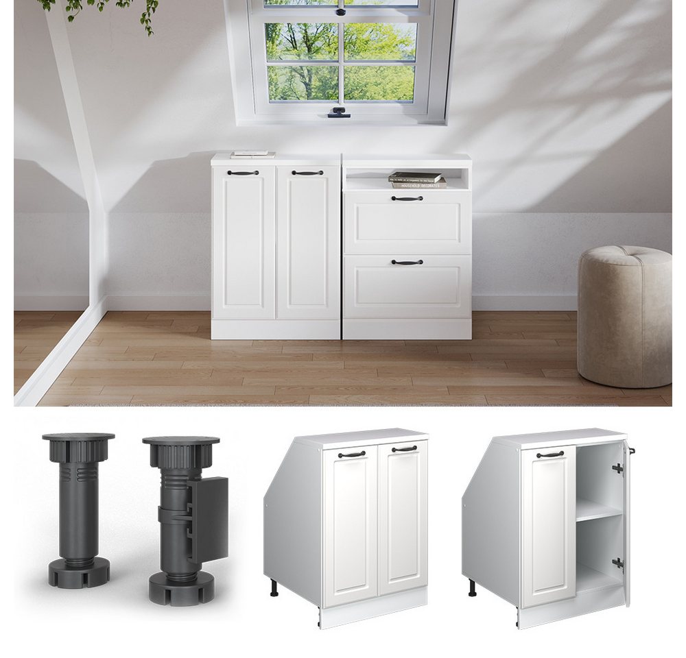 Vicco Kommode Rion, Weiß Landhaus/Weiß, 60 x 81.6 cm mit 2 Türen, Schrankkorpu... (1 St) Bild 5