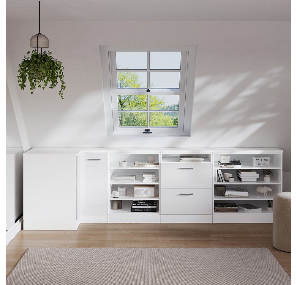 Vicco Kommode Rion, Weiß Hochglanz/Weiß, 75.6 x 81.6 cm mit 1 Tür, Schrankkorp... (1 St) Bild 5