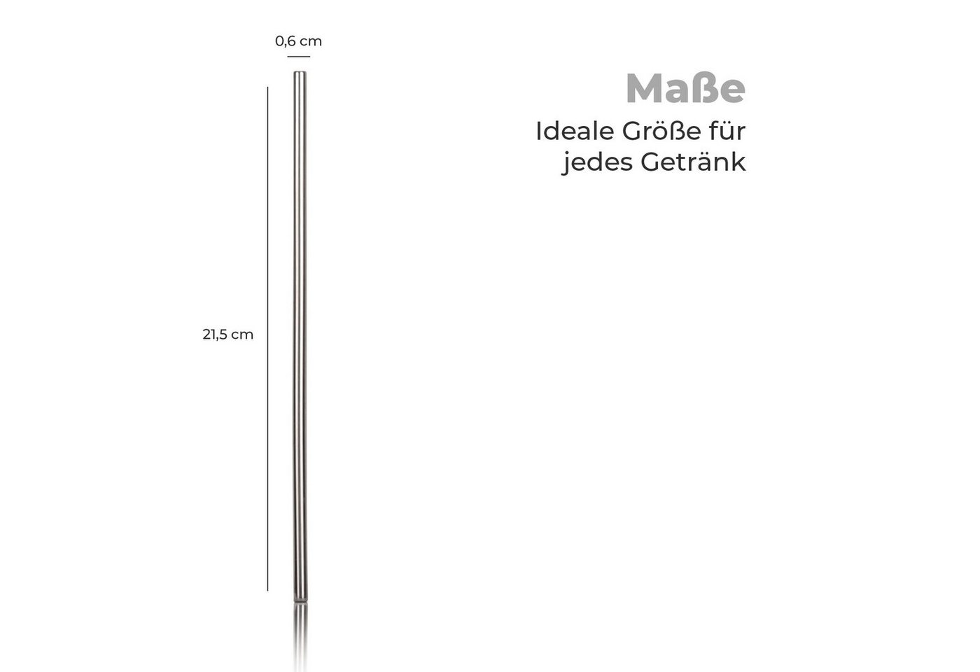 Bestlivings Trinkhalme 06121 Edelstahl Strohhalme, (Set, 12-tlg., inkl. Reinigungsbürste), nachhaltige Trinkröhrchen im Set 21cm wiederverwendbar