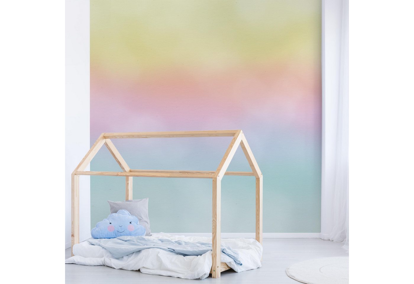 Bilderdepot24 Kindertapete Regenbogen Wasserfarben Illustration Kinder bunt moderne Wanddeko XXL, Glatt, Matt, (Vliestapete inkl. Kleister oder selbstklebend), Mädchenzimmer Jungenzimmer Babyzimmer Bildtapete Fototapete Wandtapete