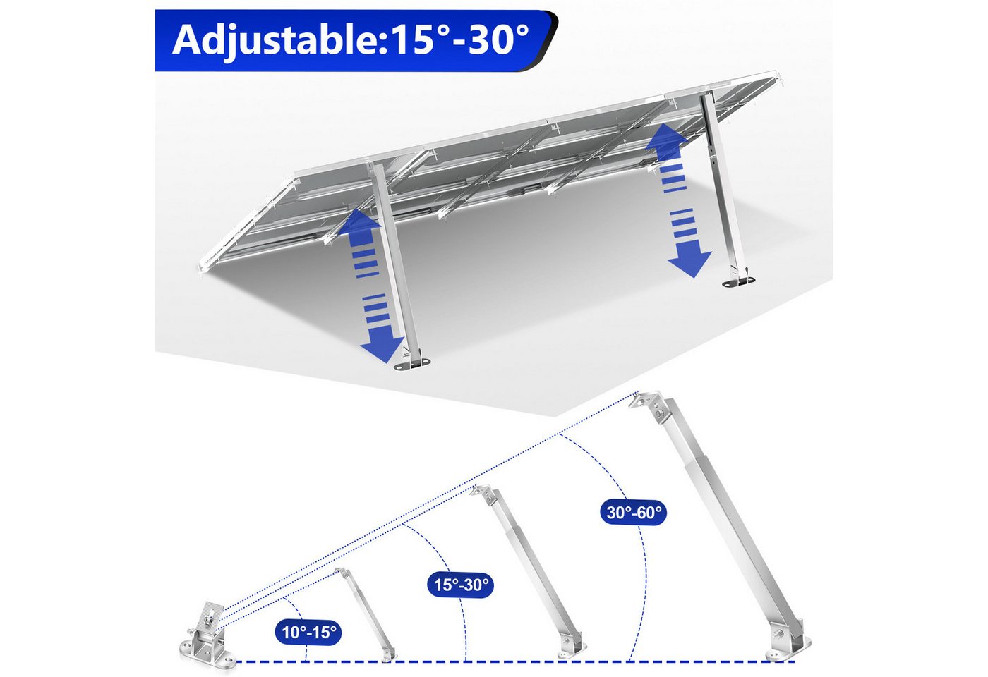 Clanmacy Solarmodul-Halterung 2/4x Alu Solarmodul-Halterung für Balkonkraftwerk verstellbar Bild 4