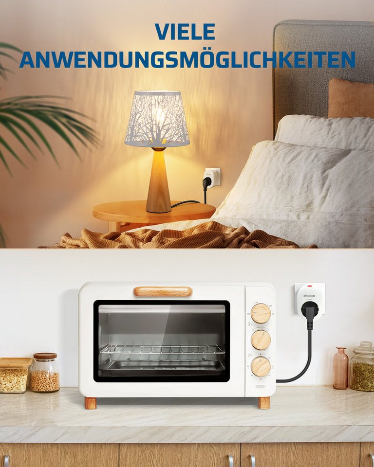 DEWENWILS Funksteckdose mit Fernbedienung, max. 3680 W, 2-St., 1 Steckdose + 2 Fernbedieungen, 30M Reichweite