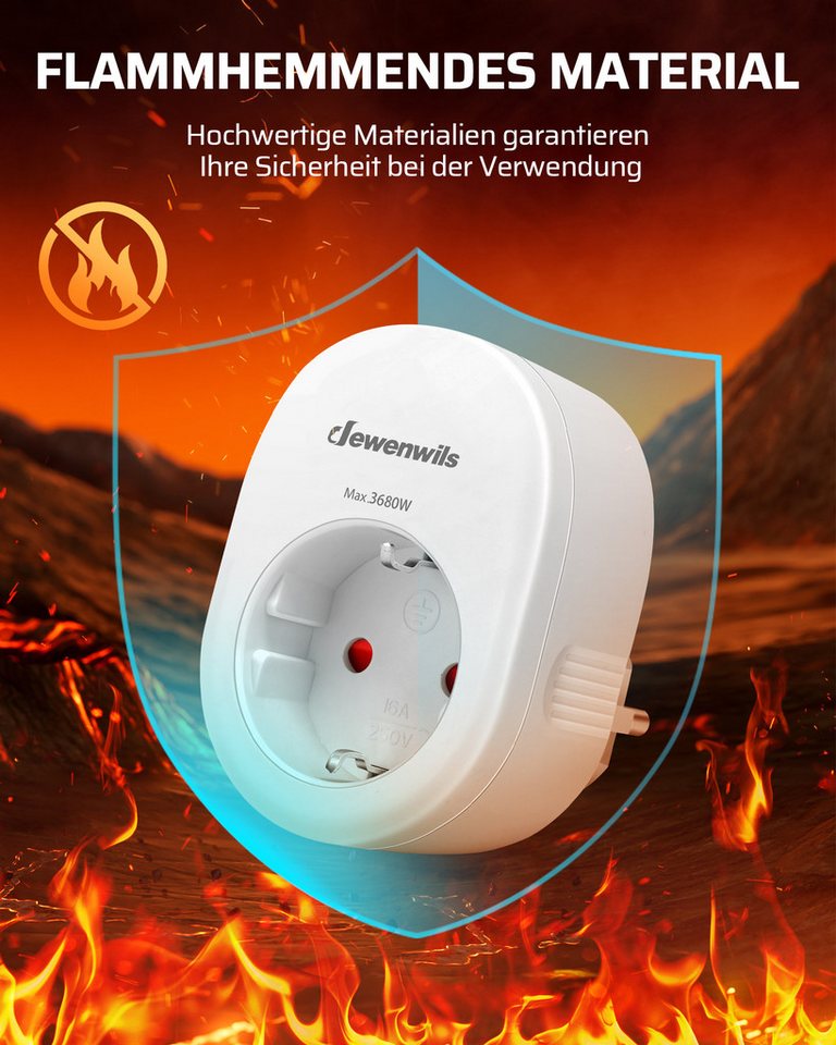 DEWENWILS Funksteckdose mit Fernbedienung, max. 3680 W, 2-St., 1 Steckdose + 2 Fernbedieungen, 30M Reichweite Bild 2