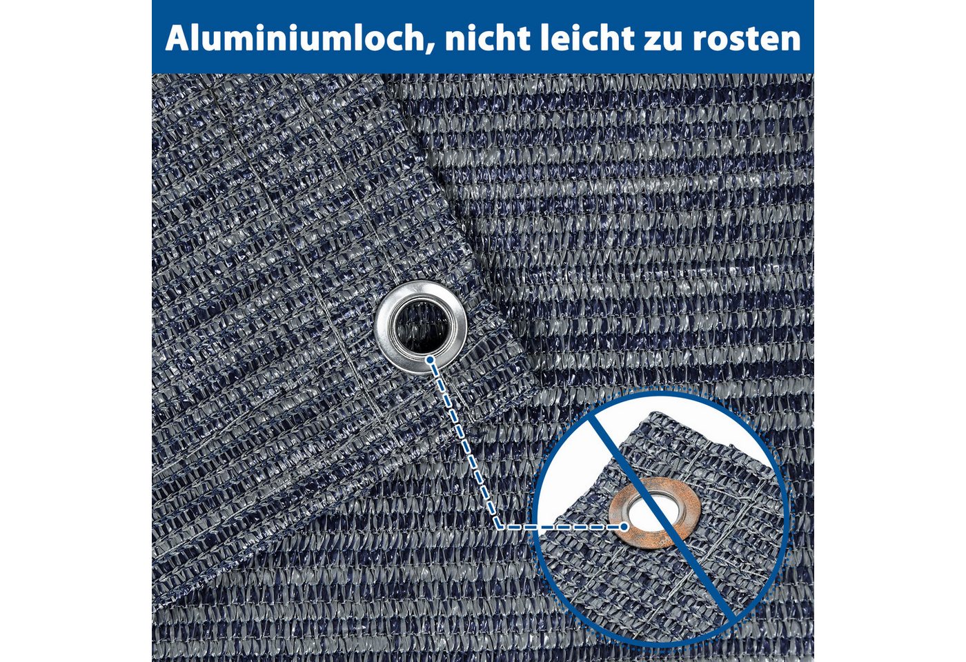 FIVMEN Outdoorteppich Vorzeltteppich Camping Matte HDPE Markisenteppich Bläulich-grau, 2.5x3m, mit Aluminiumschlaufen Zeltunterlage+Tragetasche Verschiedene Größen