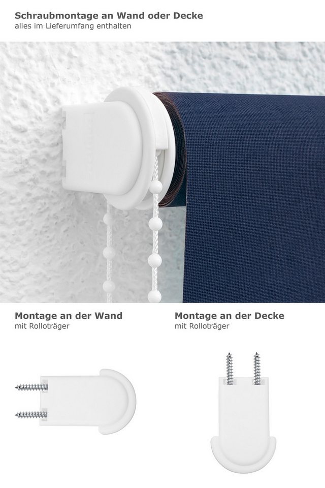 Rollo Basisrollo Tageslicht Dunkelblau, LYSEL®, blickdicht, HxB 175x82cm Bild 2