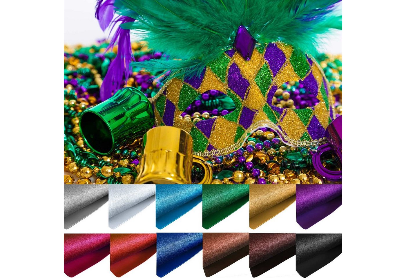 maDDma Moosgummi 50cm Glitzer-Moosgummi EVA 90cm breit, weiß