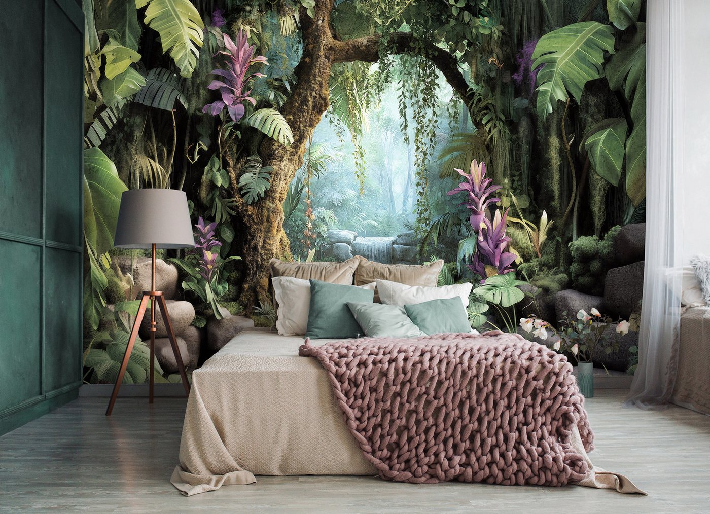 Wallarena Fototapete Wasserfall - Mehrfarbig - Modern - Vlies - Wohnzimmer, glatt, (7 St), 350x250cm Bild 5